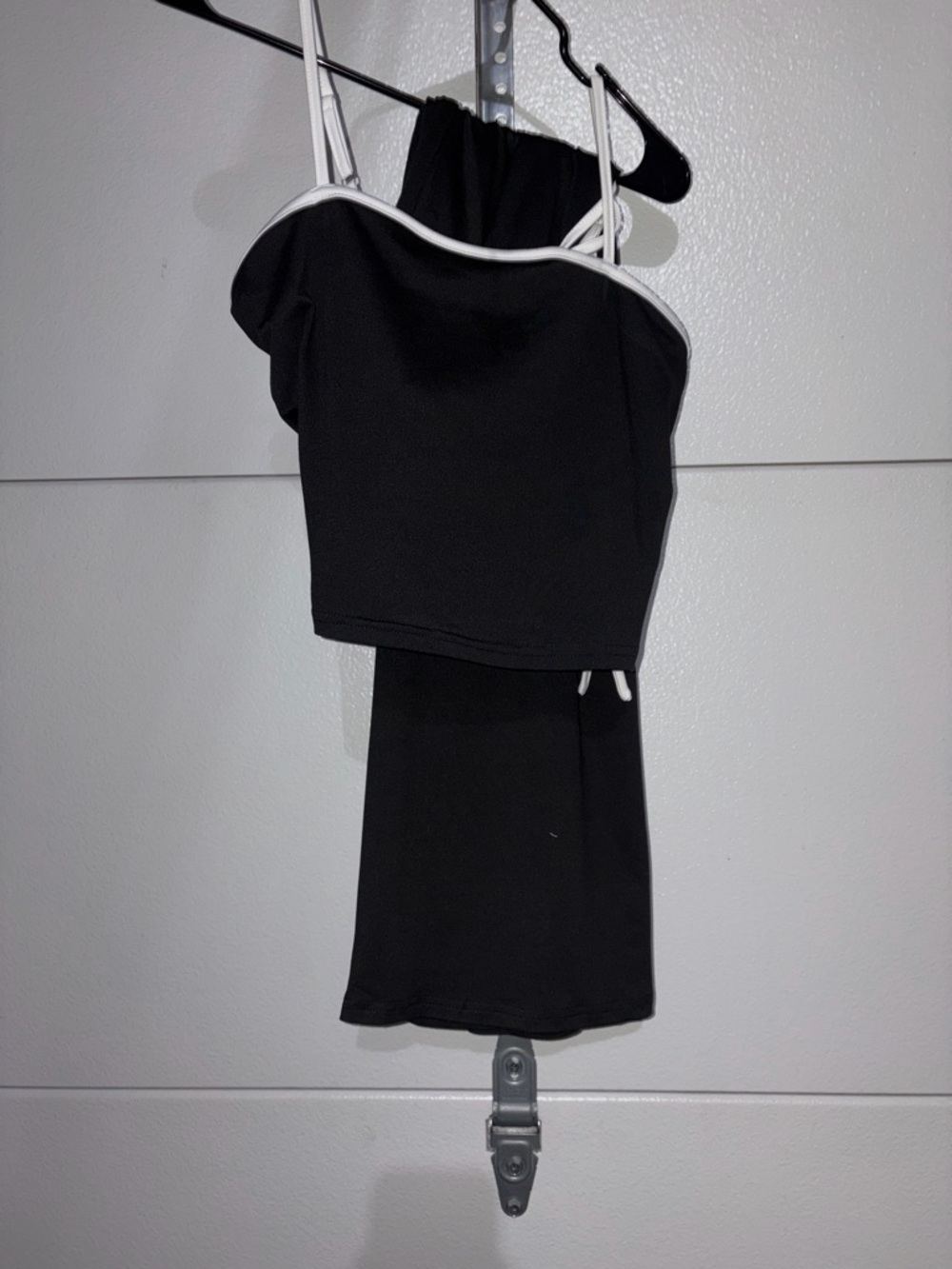 SHEIN Black Maxi Skirt & tank with White Trim
